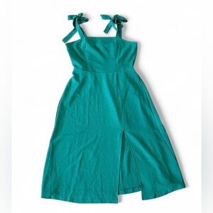 Monteau Green Midi Dress with Bow Straps